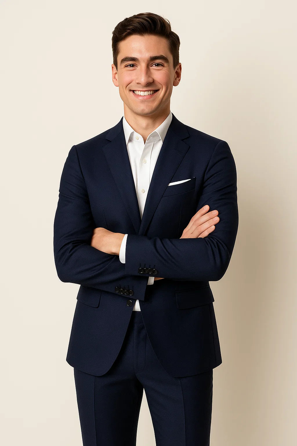 Classic Men's Slim Fit Suit – Navy Blue