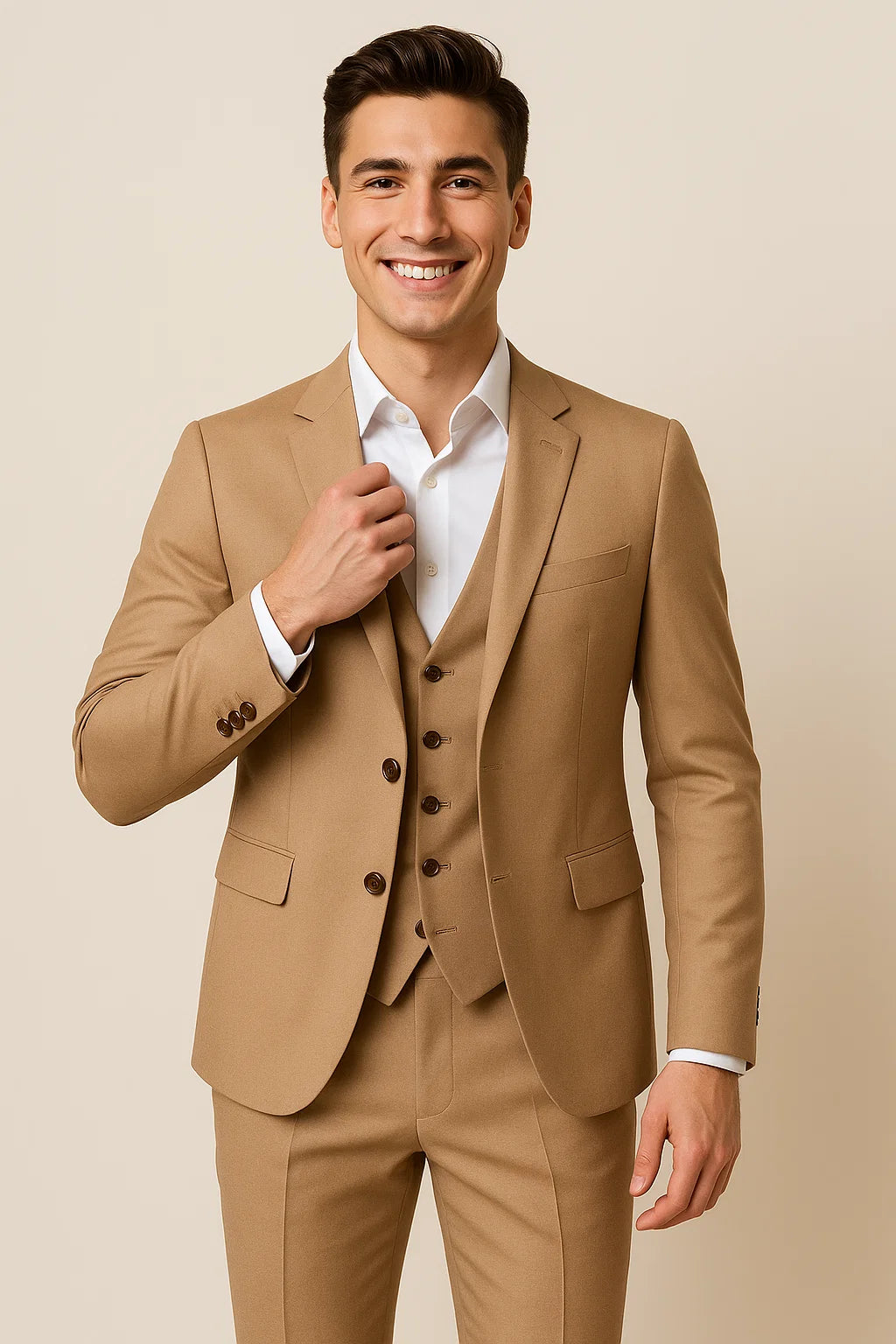 Classic Men's Slim Fit Suit – Khaki