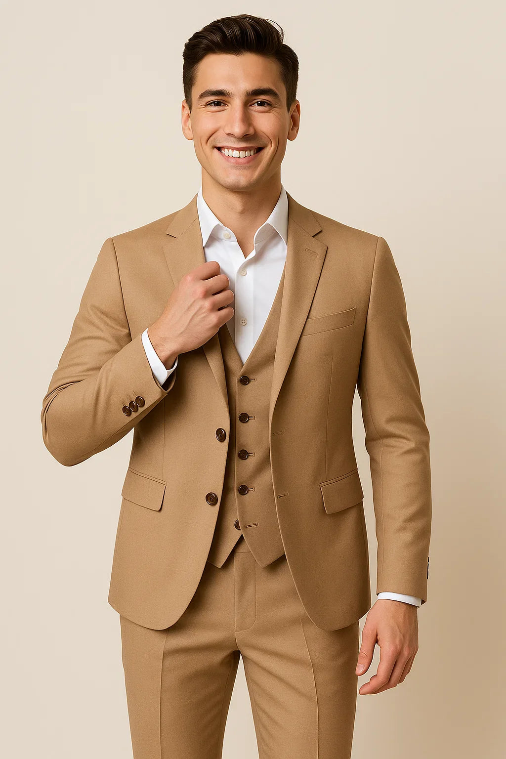 Classic Men's Slim Fit Suit – Khaki