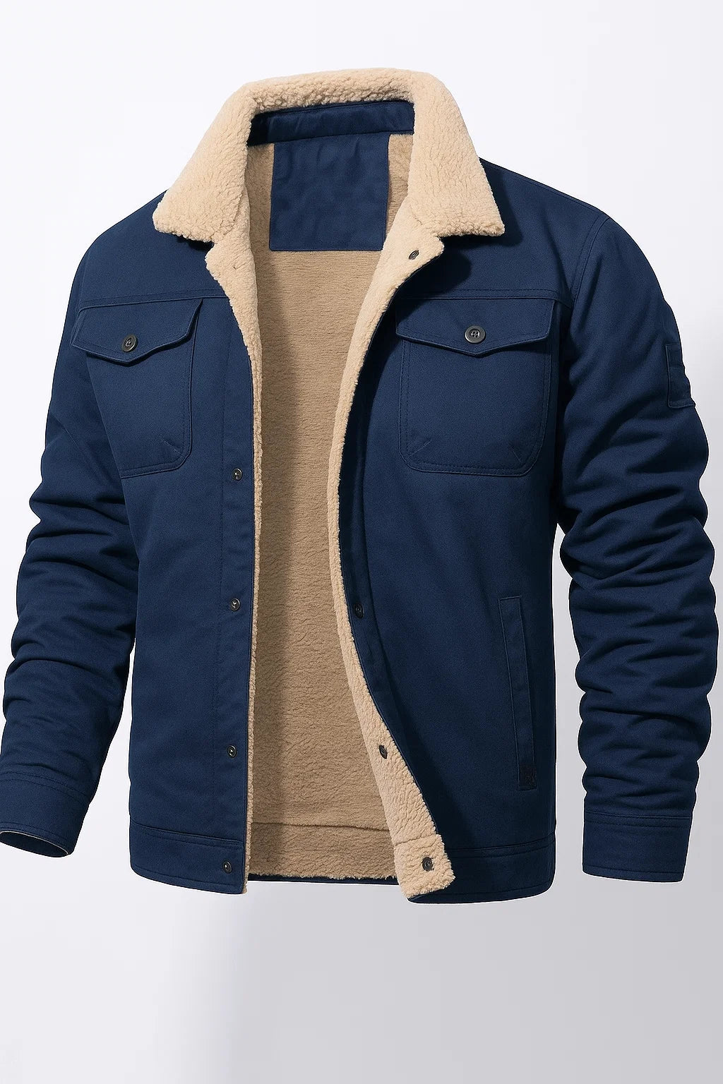 Men's Trendy Winter and Fall Bomber Jacket - Navy Blue