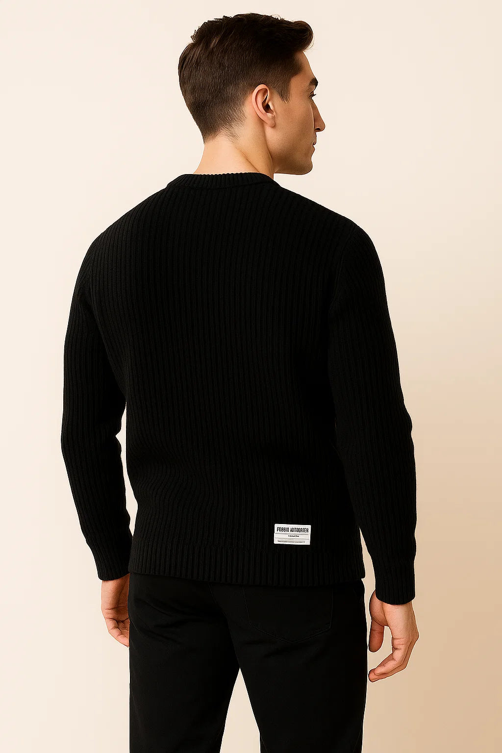 Men's Basic Knitted Sweater - Black