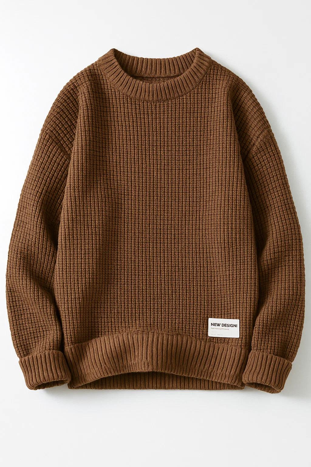 Men's Basic Knitted Sweater - Brown