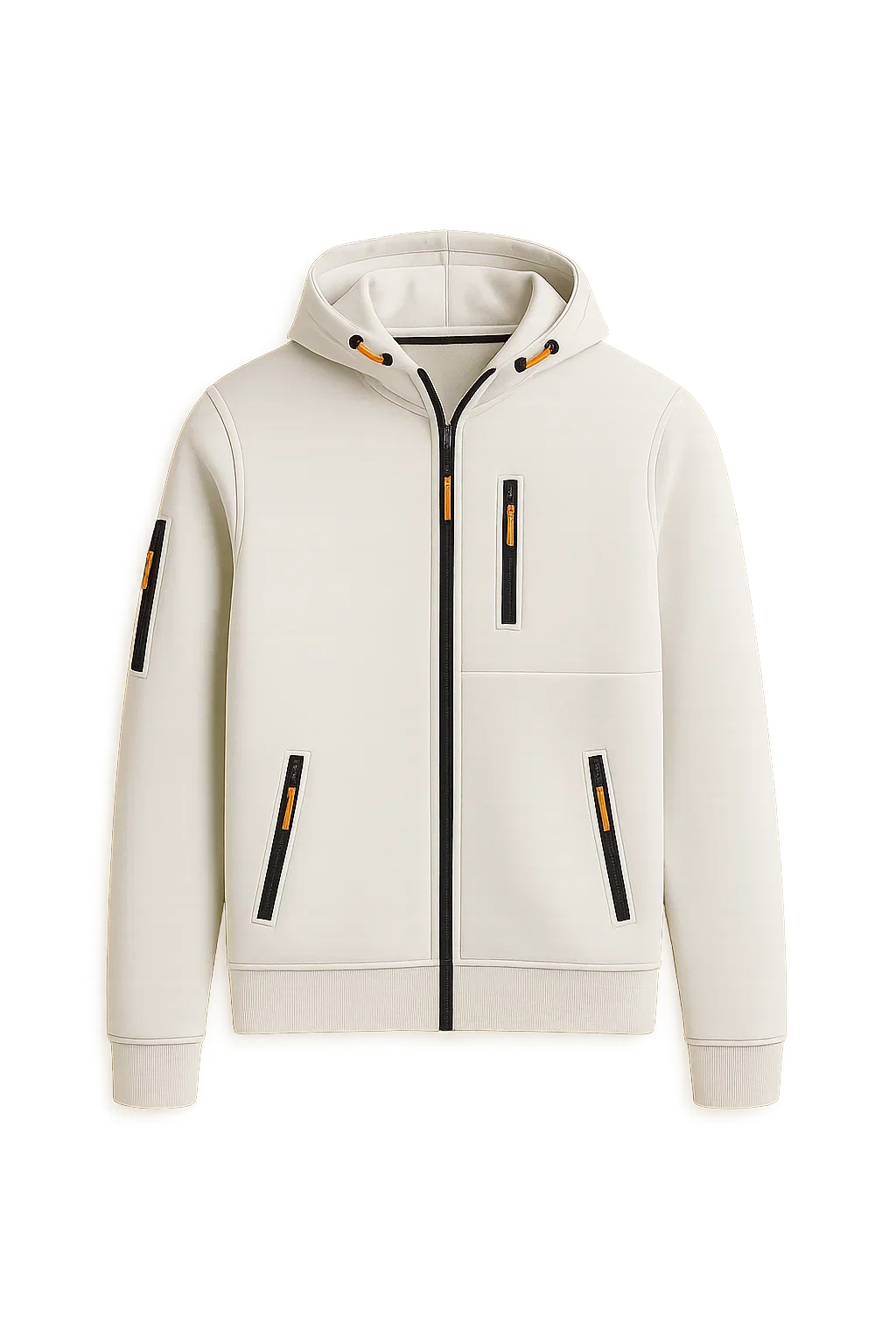 Men's Classic Hoodie with Zipper - White