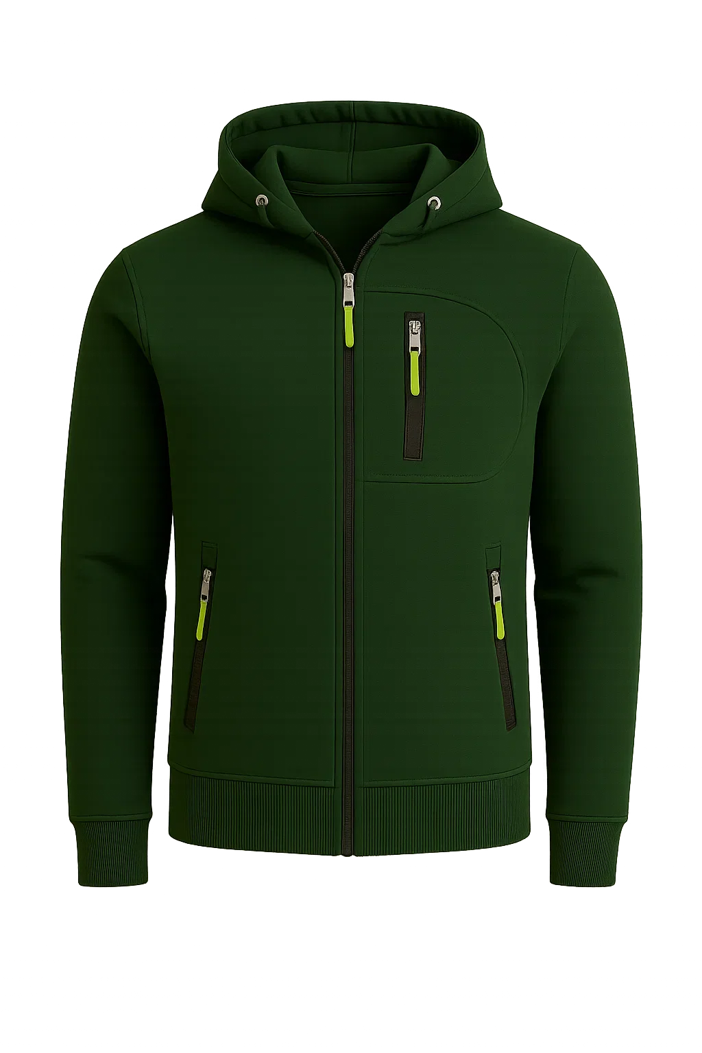 Men's Classic Hoodie with Zipper - Green