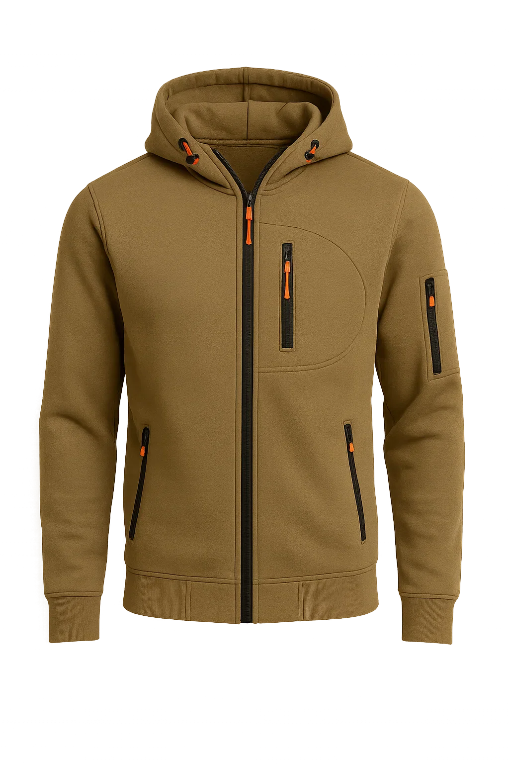 Men's Classic Hoodie with Zipper - Khaki