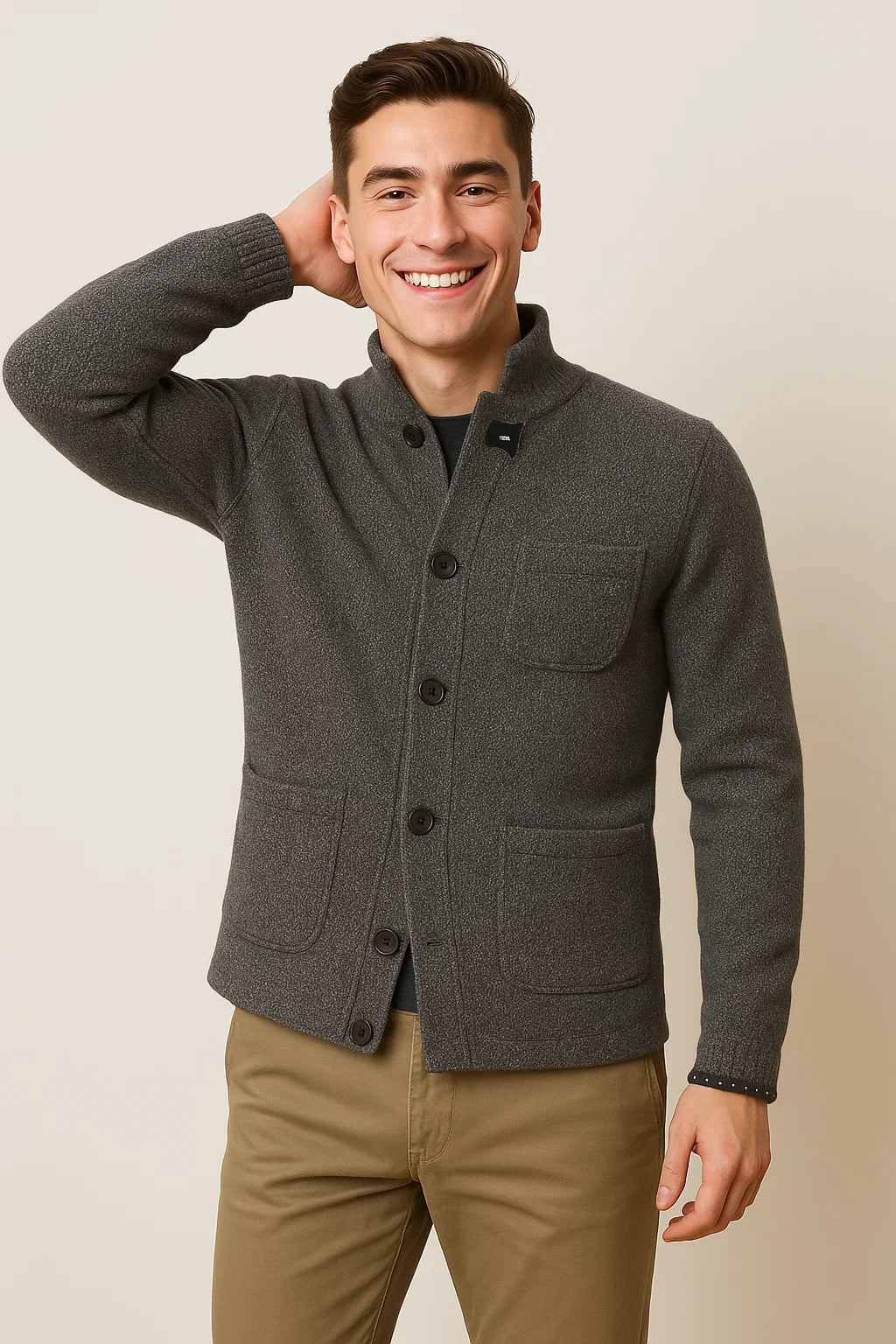Men's Retro Button-down Cardigan - Gray