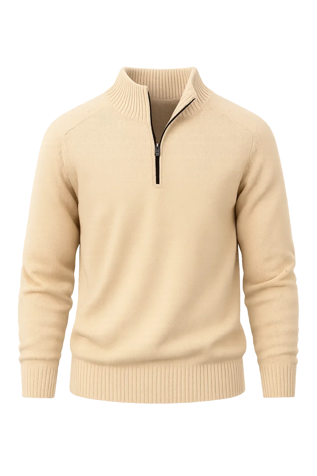 Men's Trendy Smart-Casual Zip-up Sweater - Beige