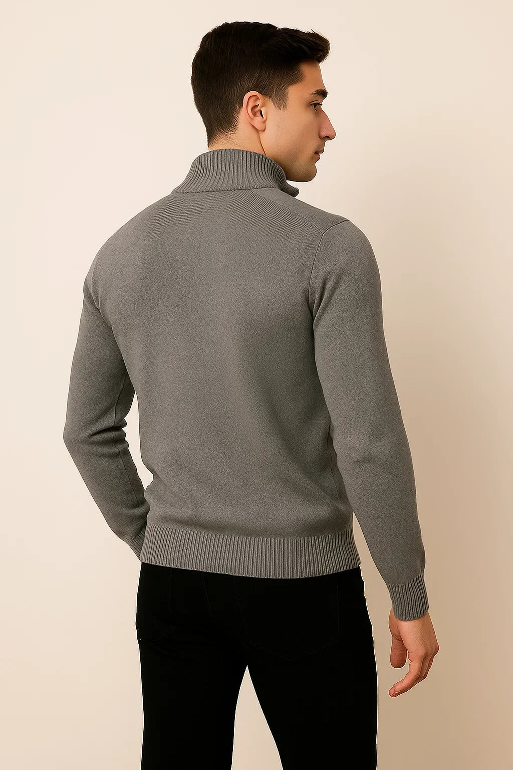 Men's Trendy Smart-Casual Zip-up Sweater - Dark Gray