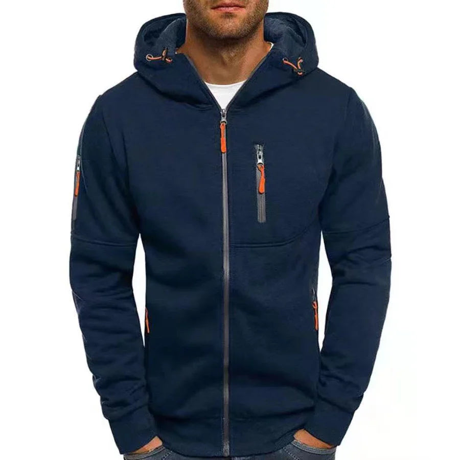 Men's Classic Hoodie with Zipper - Navy Blue