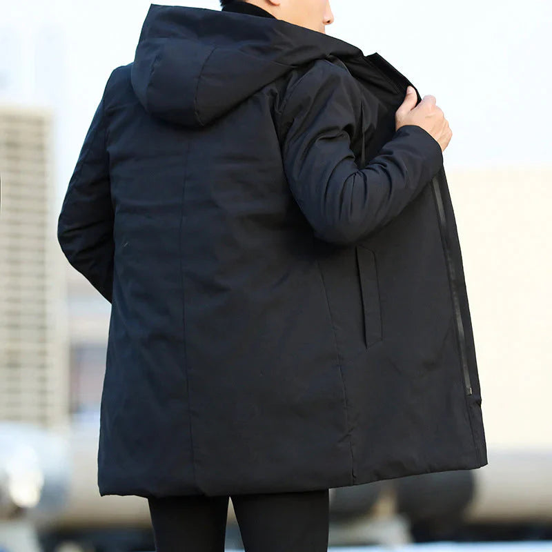 Men’s Quilted Hooded Coat – Longline Zip Design with Refined Urban Look