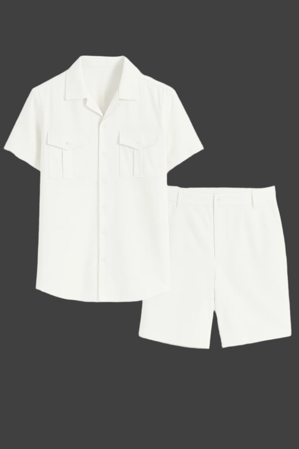 Elegant Men’s Polo & Shorts Set - White