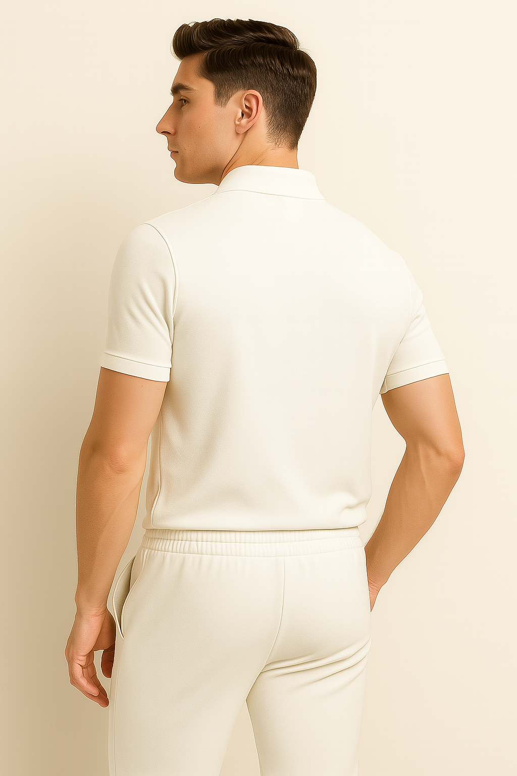 Casual Men's Polo and Trousers Set – White