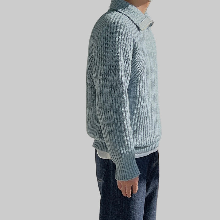 Men’s Corduroy Sweater – Textured Zip Collar & Relaxed Everyday Fit