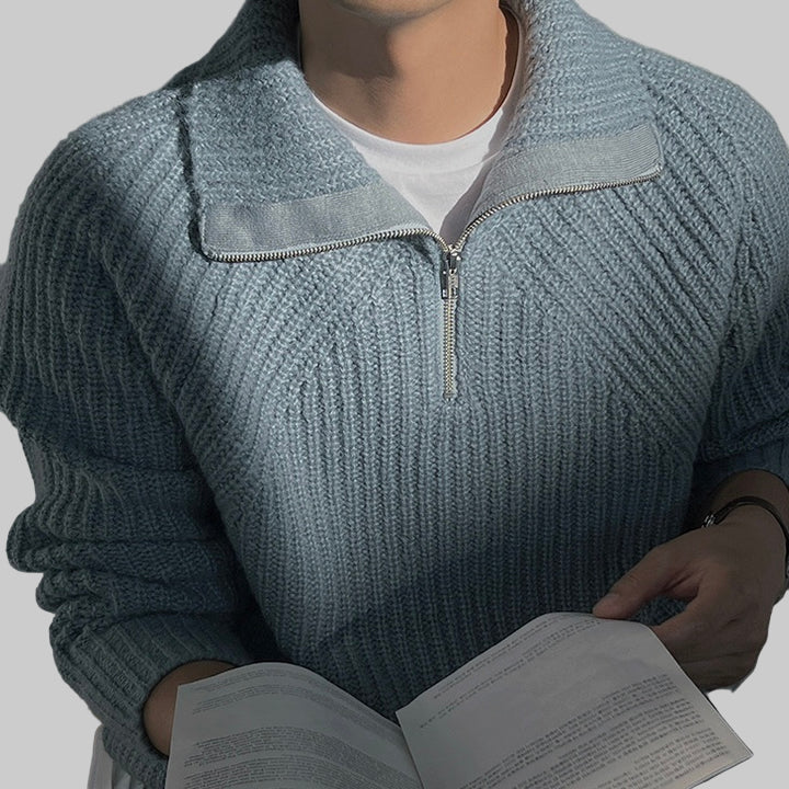 Men’s Corduroy Sweater – Textured Zip Collar & Relaxed Everyday Fit