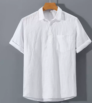 Classic Summer Men’s Linen Polo Shirt – White