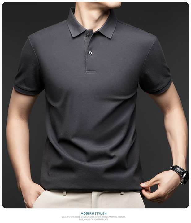 Trendy Casual Men’s Polo Shirt – Dark Gray