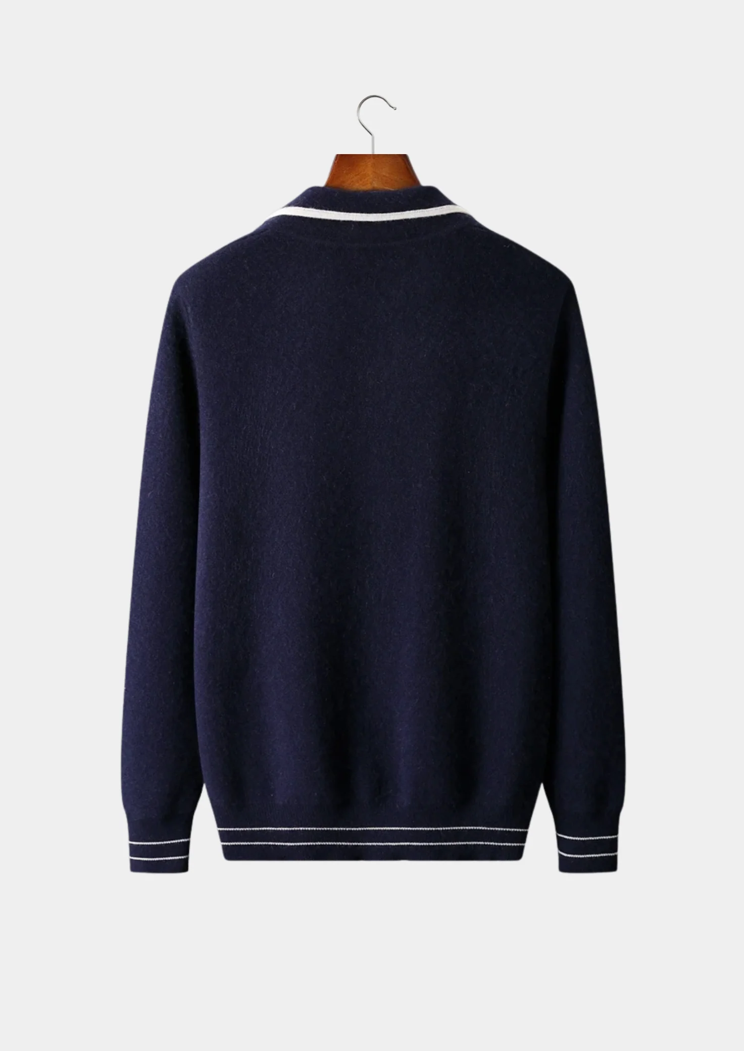 Men’s Modern Style Cardigan – Contrast Trim & Refined Zip Design