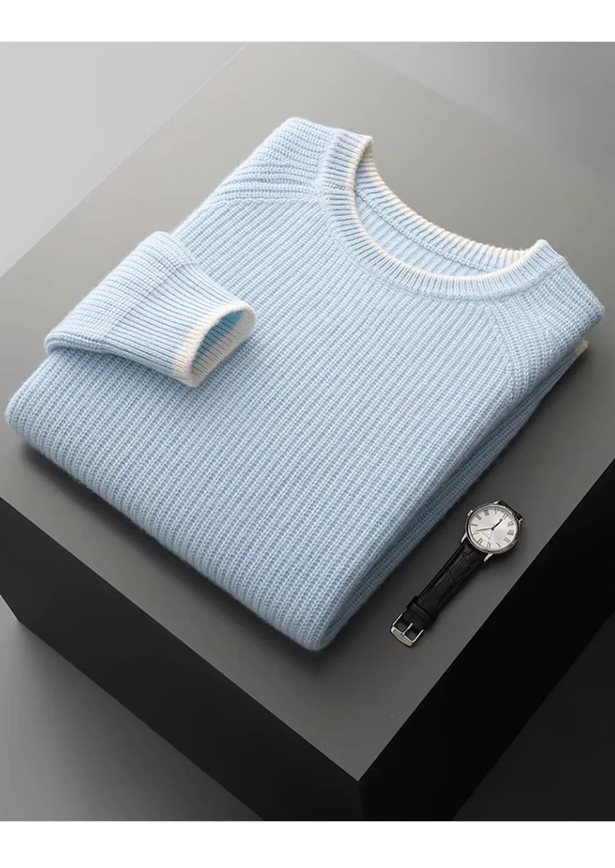 Men’s Crewneck Sweater – Classic Ribbed Design & Timeless Appeal
