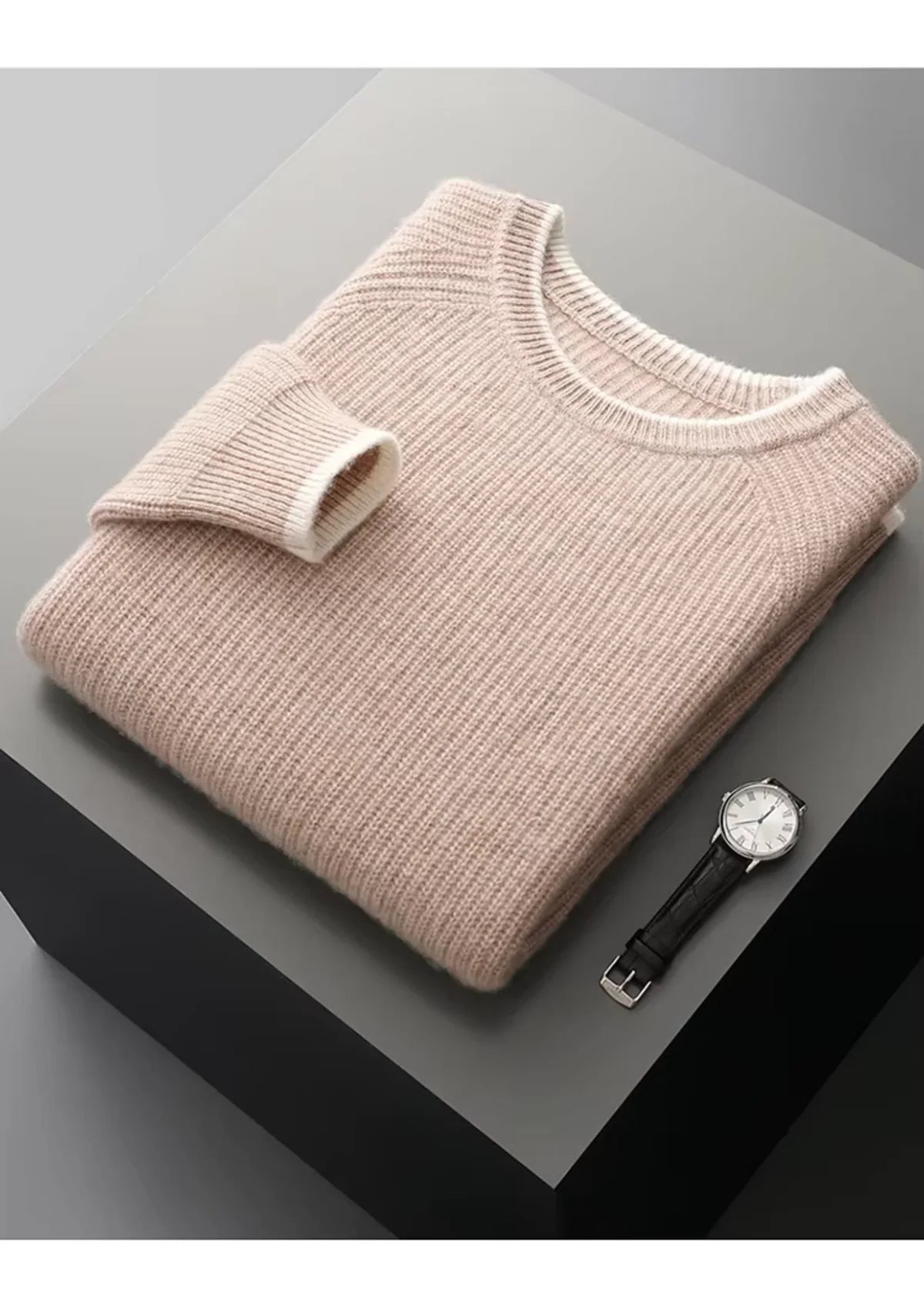 Men’s Crewneck Sweater – Classic Ribbed Design & Timeless Appeal