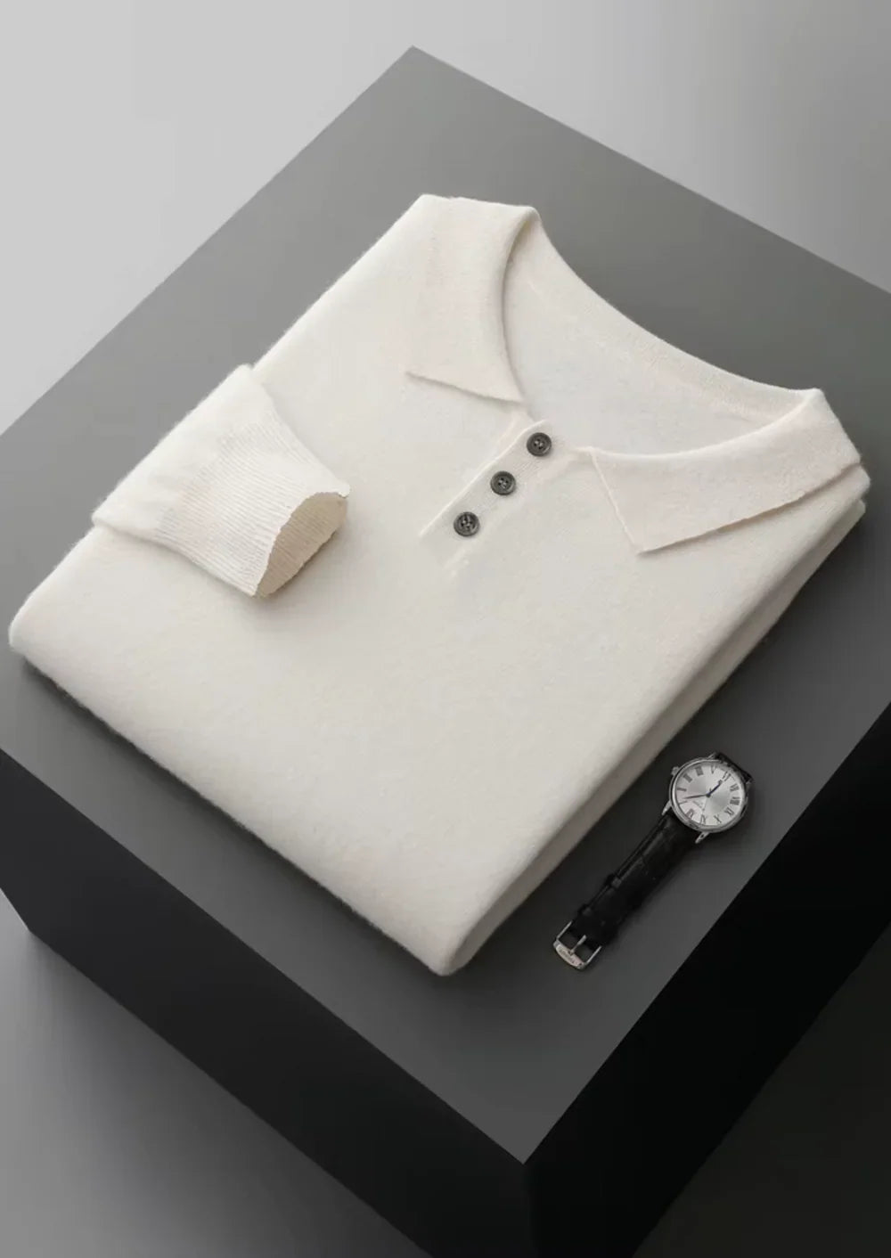 Men’s Elegant Sweater – Button-Up Collar & Minimalist Design