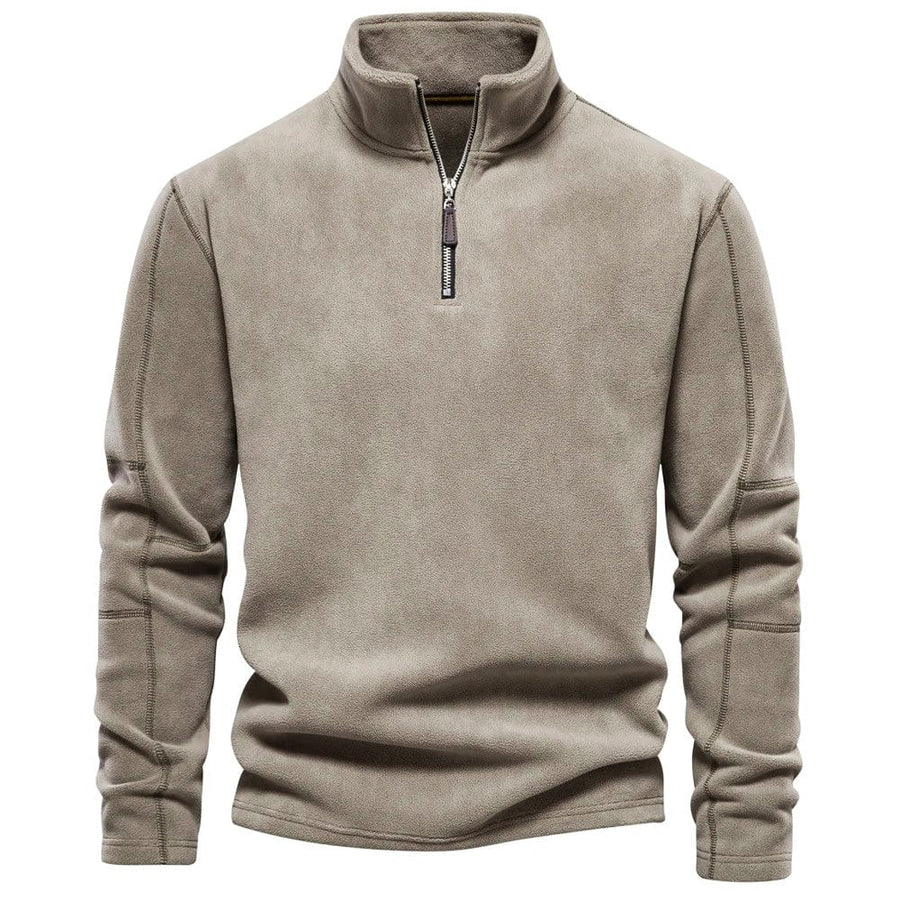 Men's Modern Style Fleece Sweater - Beige