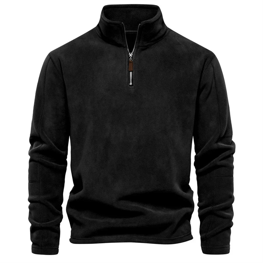 Men's Modern Style Fleece Sweater - Black