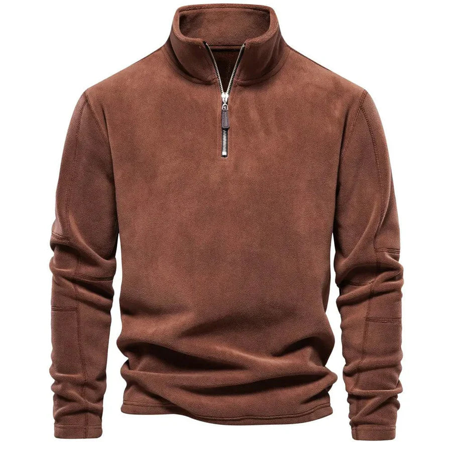 Men's Modern Style Fleece Sweater - Brown