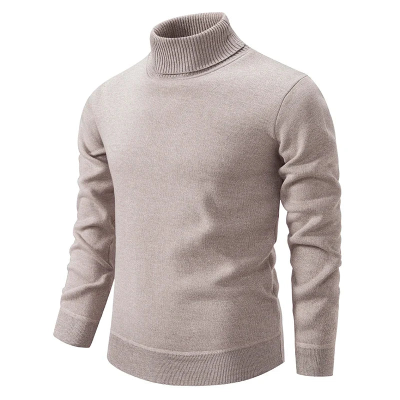Men's Elegant Turtleneck Sweater - Beige