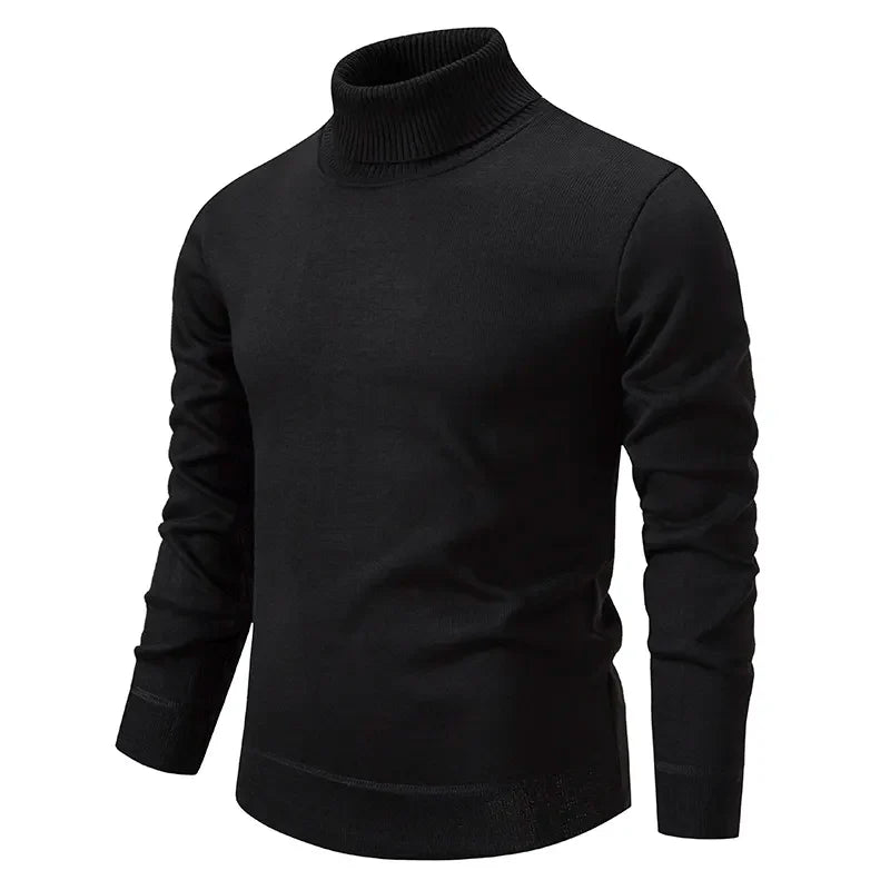 Men's Elegant Turtleneck Sweater - Black