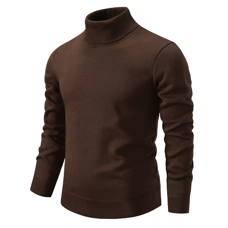 Men's Elegant Turtleneck Sweater - Brown