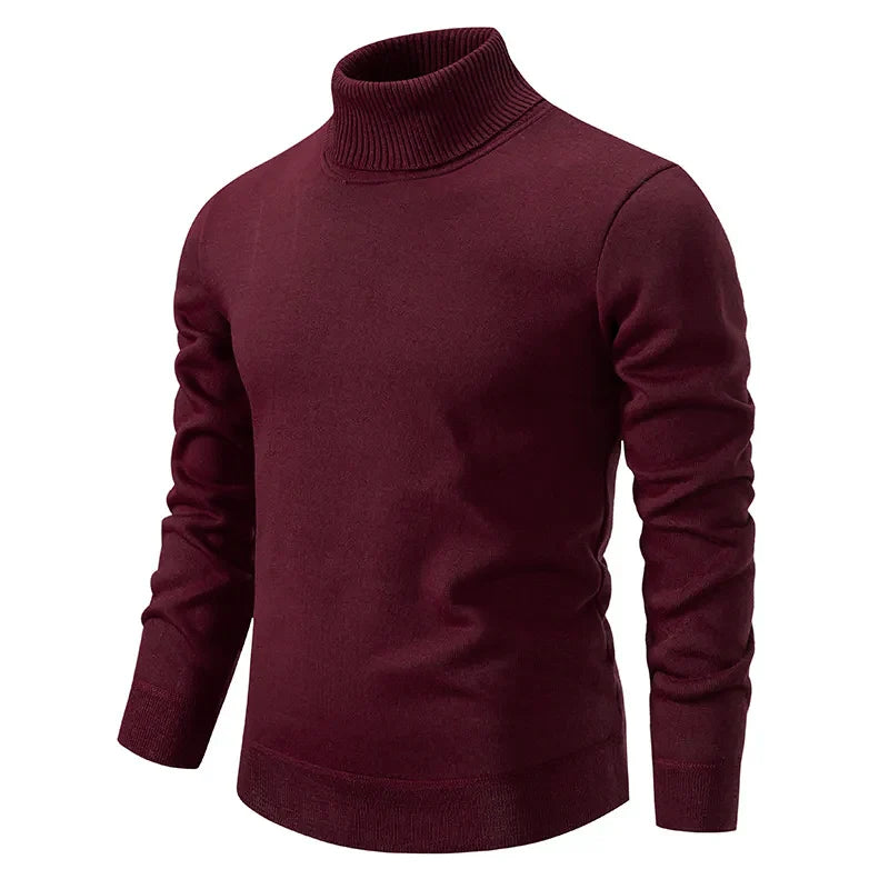 Men's Elegant Turtleneck Sweater - Red