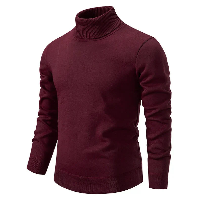 Men's Elegant Turtleneck Sweater - Red