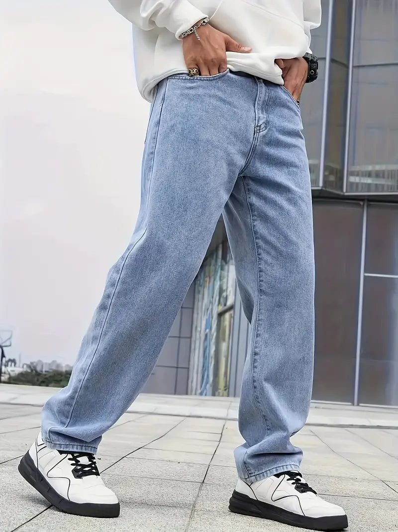 Men's Trendy Vintage Straight Leg Washed Denim Jeans