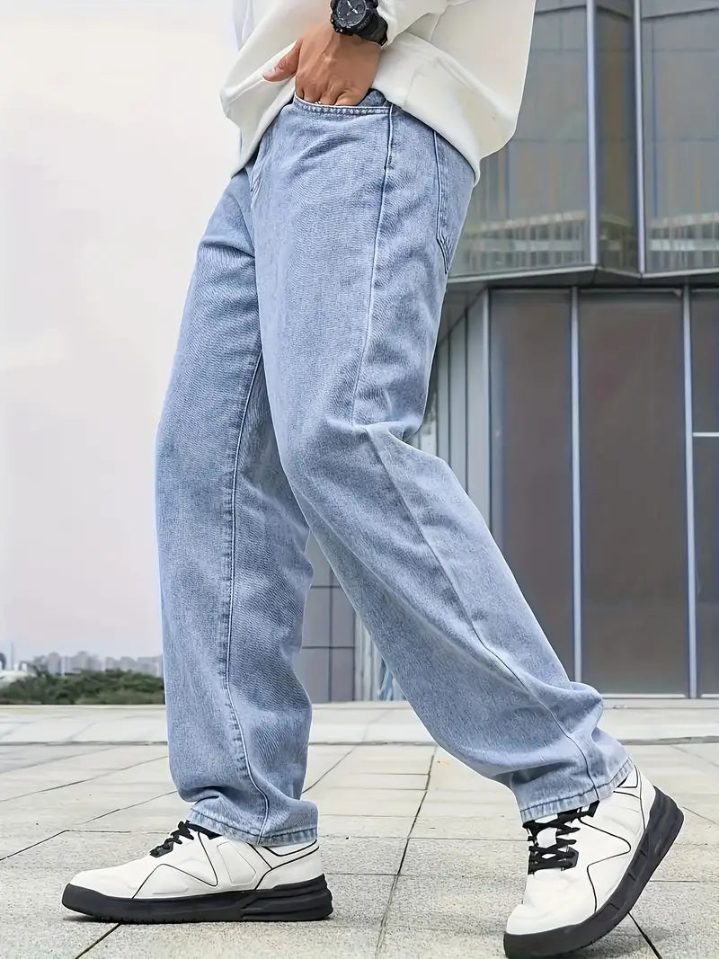 Men's Trendy Vintage Straight Leg Washed Denim Jeans
