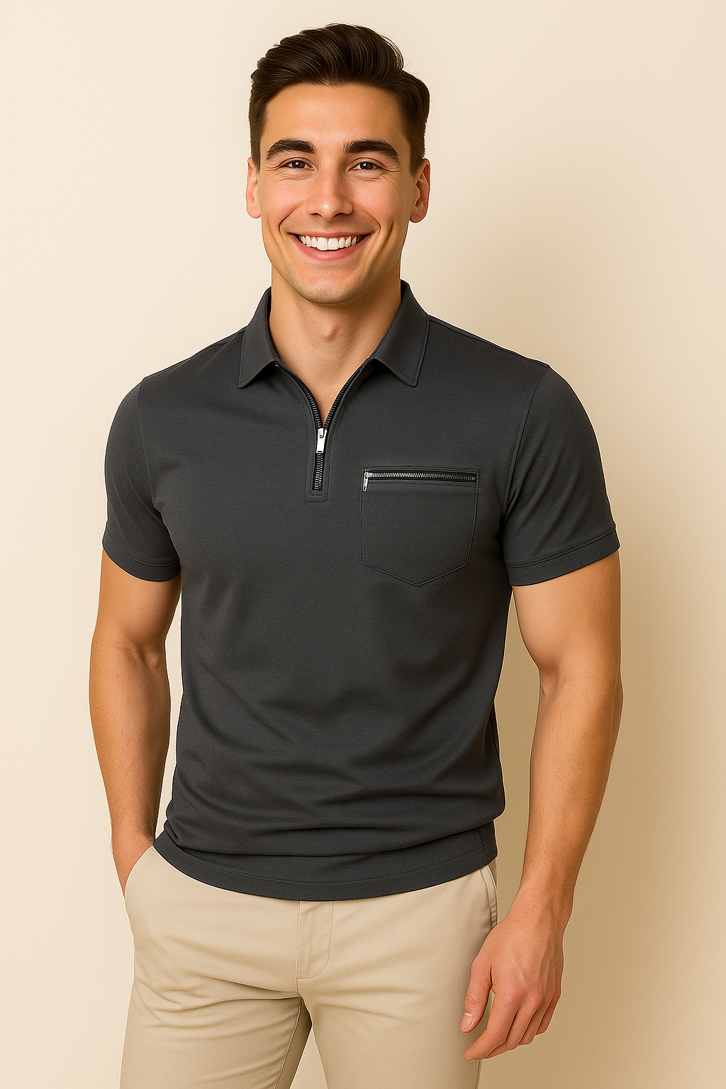 Classic Style Men's Polo – Dark Gray