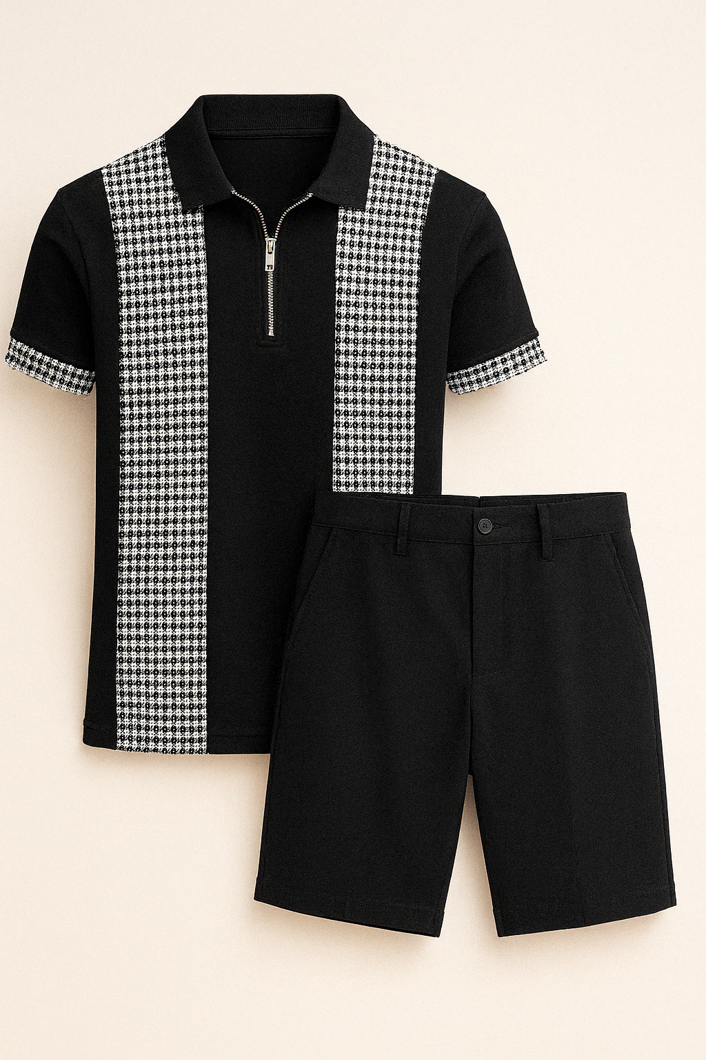 Stylish Men's Set for Summer Black-Striped