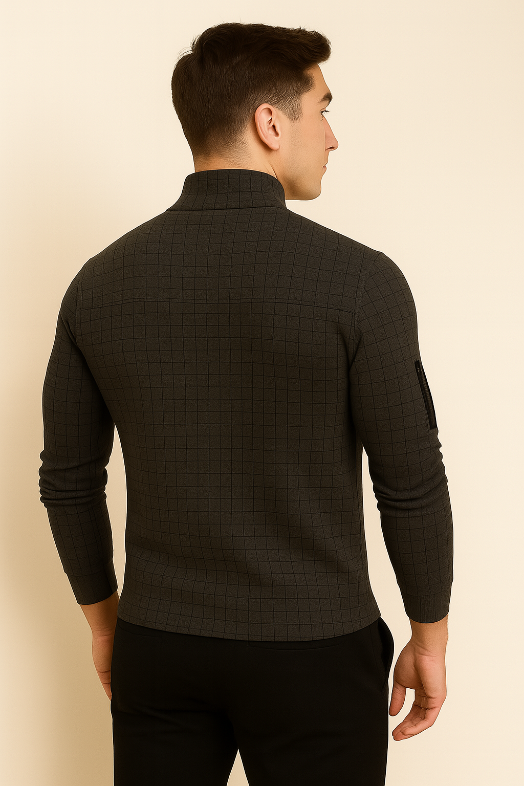 Modern Style Men’s Long Sleeve Polo Shirt – Black