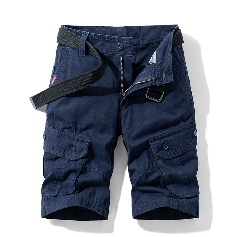Casual Men's Multi-Pocket Cargo Shorts - Blue