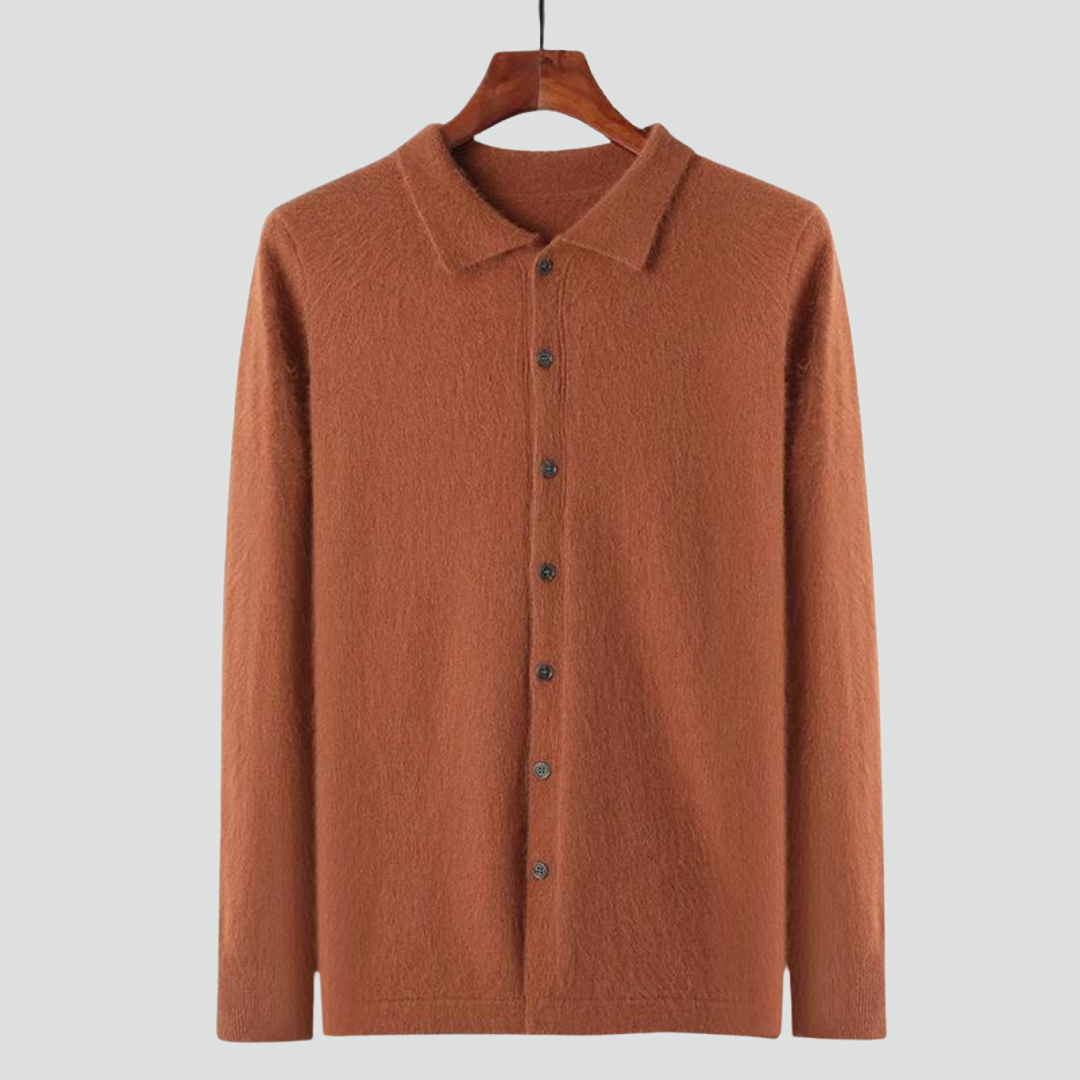 Men’s Polo Button Cardigan – Soft Textured Finish & Refined Smart-Casual Look