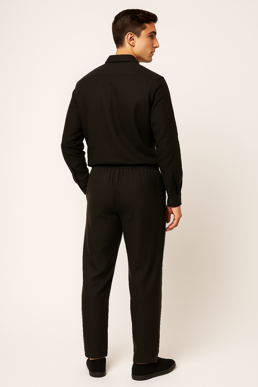 Classic Men's Linen Shirt and Trouser Set - Black