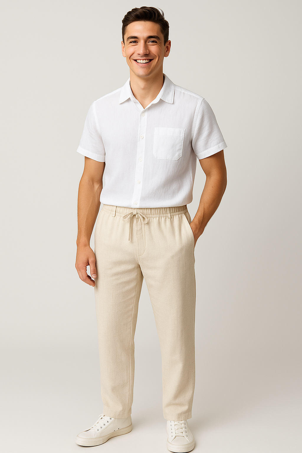 Formal Men's Summer Set White-Beige