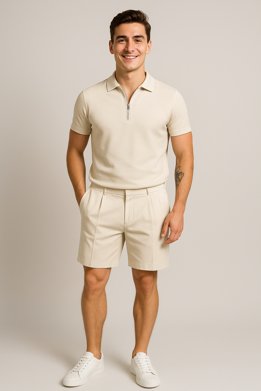 Men’s Polo and Shorts Summer Set Khaki