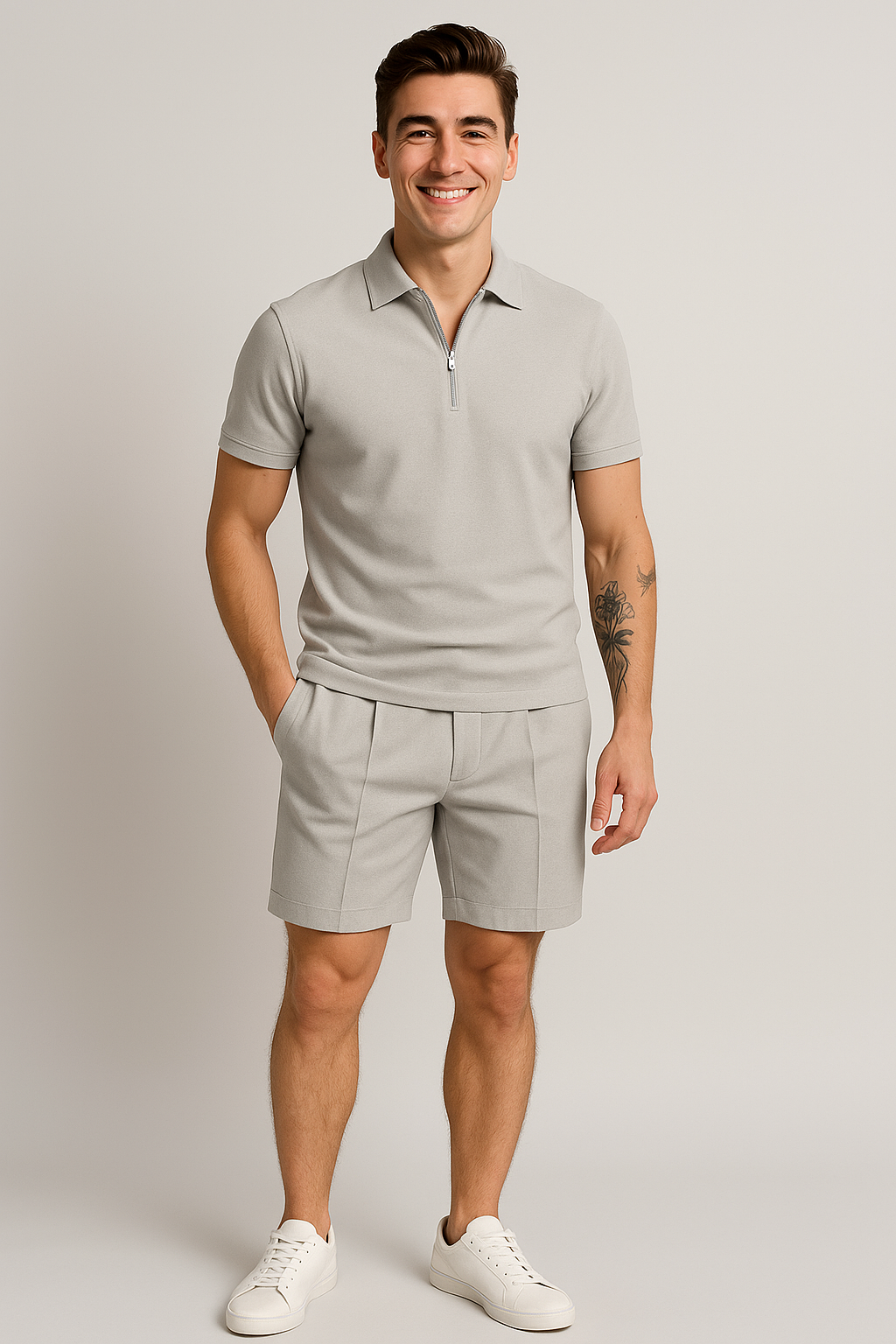 Men’s Polo and Shorts Summer Set Gray