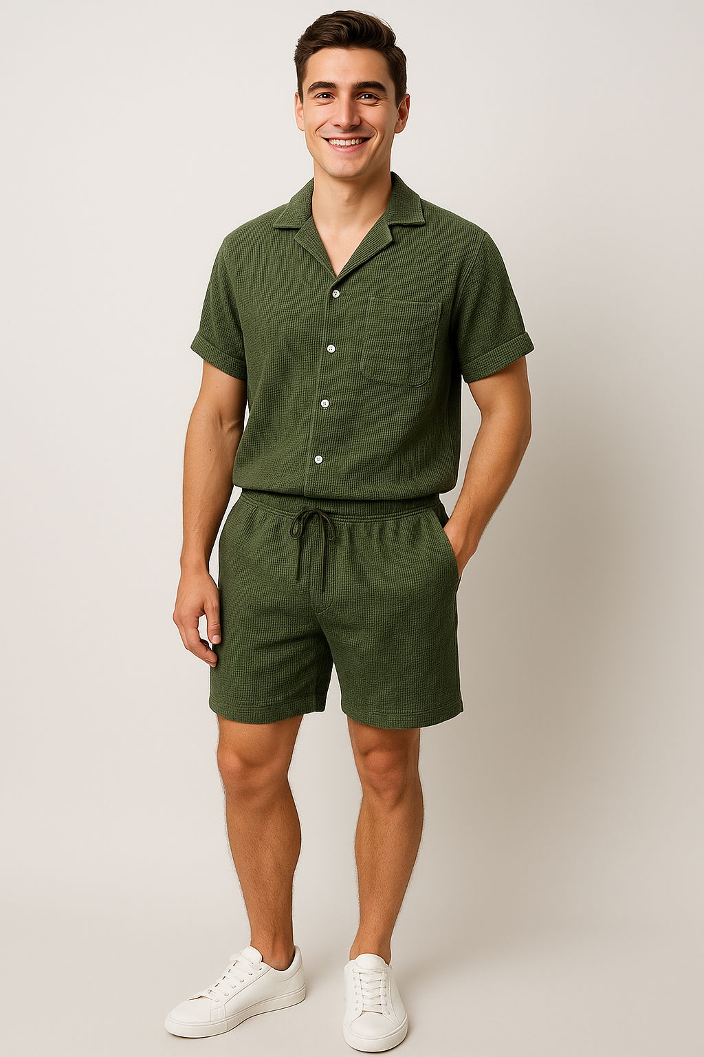Trendy Men's Corduroy Summer Set – Green