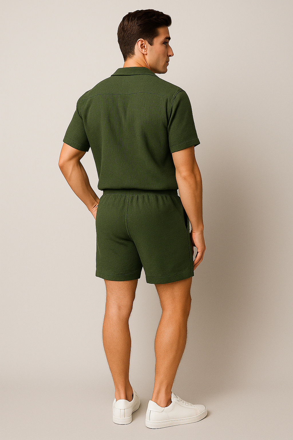 Trendy Men's Corduroy Summer Set – Green