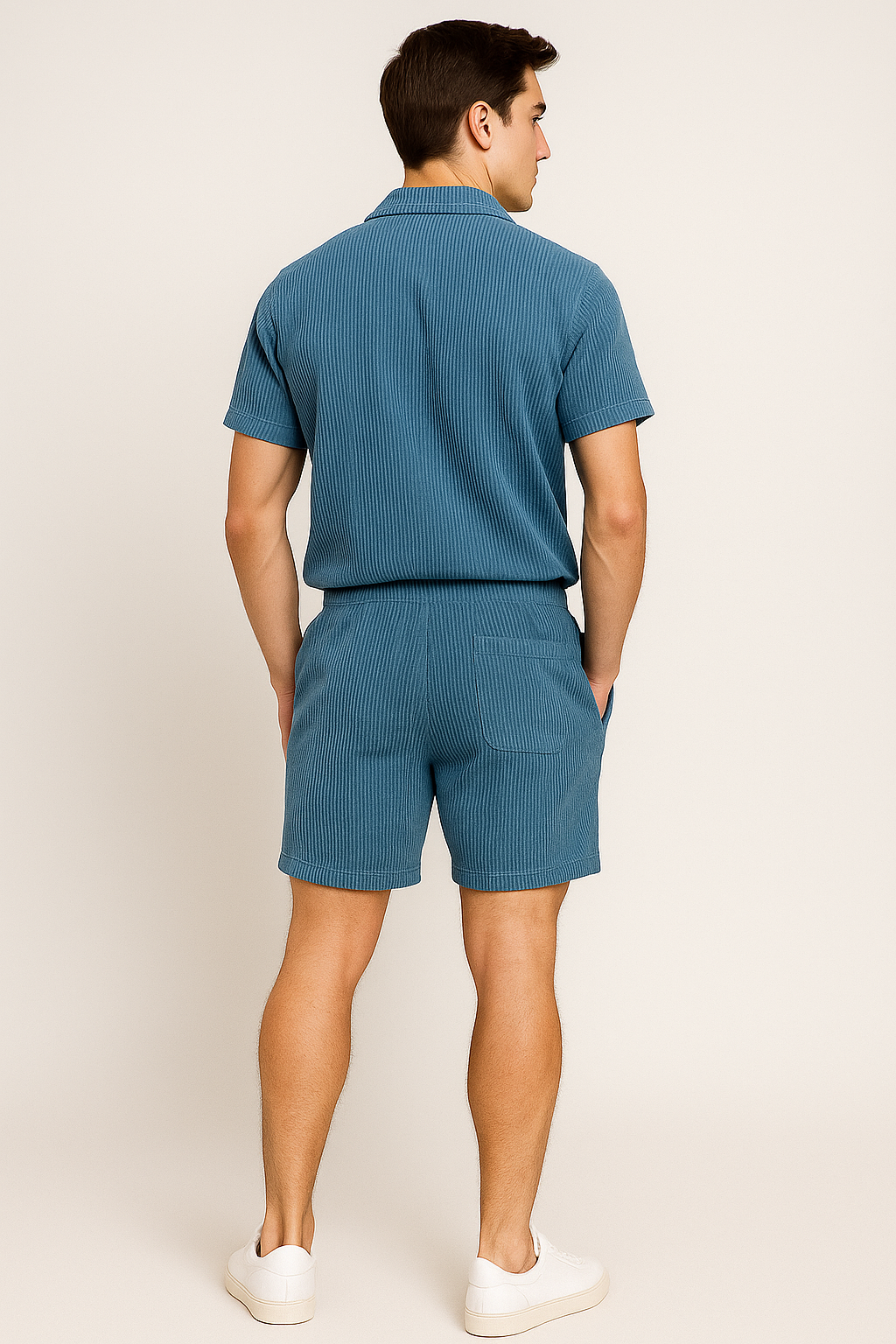 Trendy Men's Corduroy Summer Set – Blue