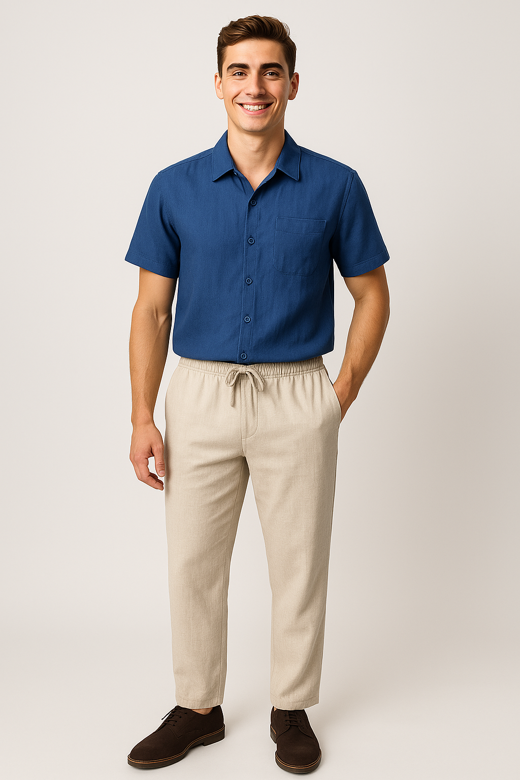 Formal Men's Summer Set Blue-Beige