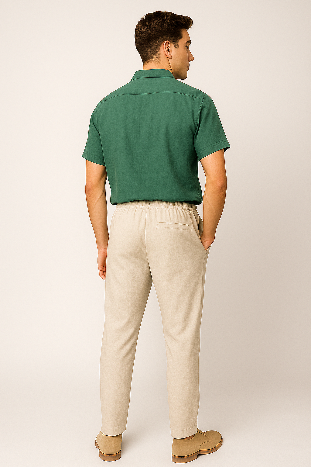 Formal Men's Summer Set Green-Beige
