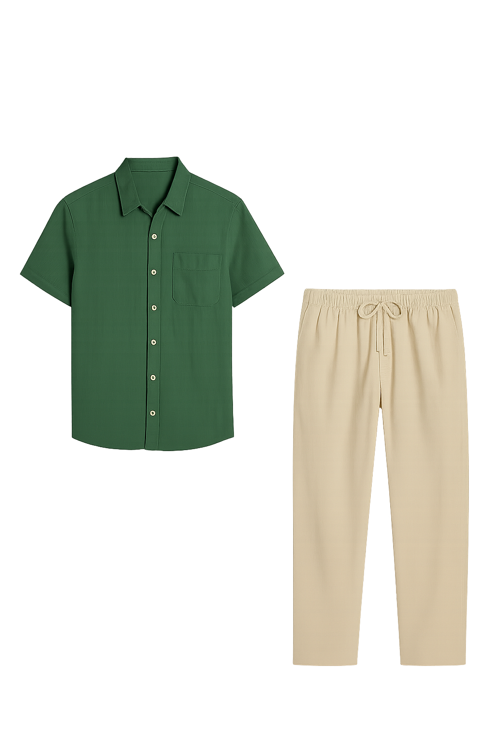 Formal Men's Summer Set Green-Beige
