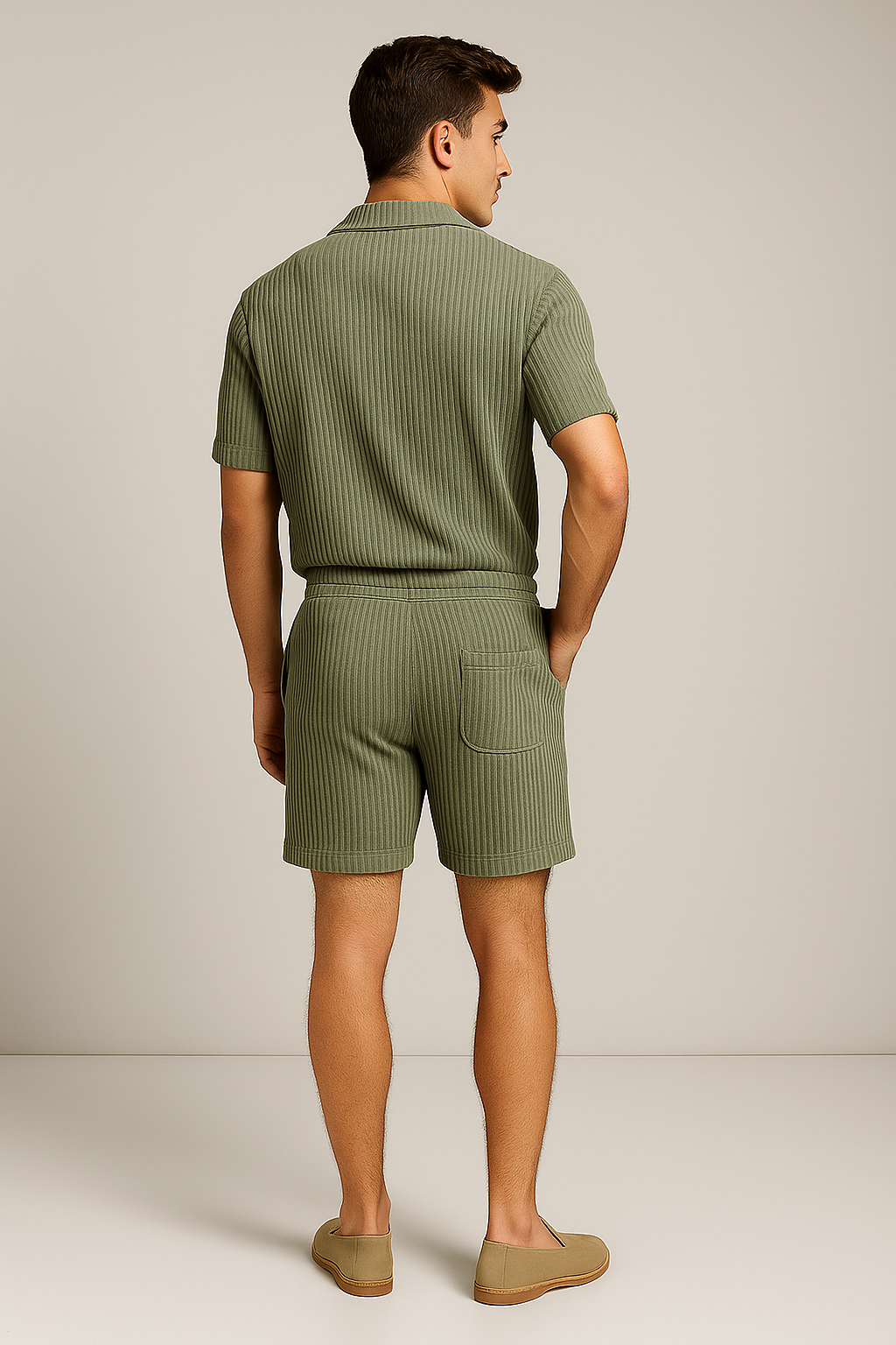 Classic Men’s Shirt and Shorts Set - Gray